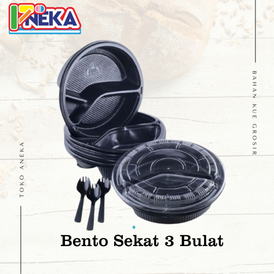 Bento Sekat 3 Bulat + Sendok