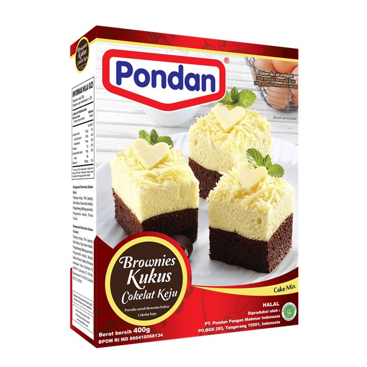 Pondan Brownis Kukus Coklat Keju